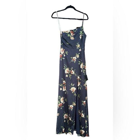 NWT Lulus Exceptional Attraction Navy Blue Floral One-Shoulder Maxi Dress Size S - Picture 3 of 10